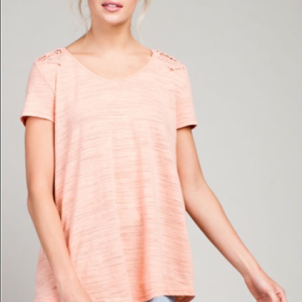 Coral lace tee